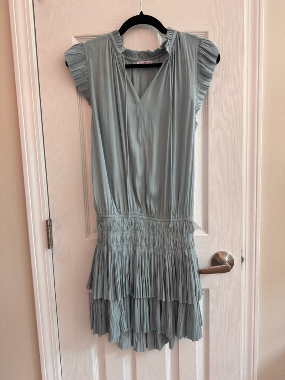 CURRENT AIR • ANTHROPOLOGIE Zoey Ruffle Sleeve Dropwaist Mini Dress Blue Size XS
